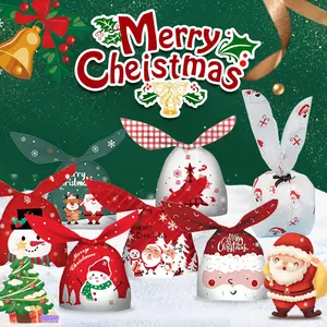 50PCS Christmas Festive Drawstring Bags Reusable Holiday Gift Sacks Featuring Santa Elf Snowflake Prints Ideal for Festive Party Favors and Present Wrapping