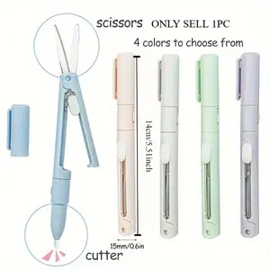 1pc Mini Portable Scissors Paper Cutter Knife 2 In 1 Multifunctional Stationery Pocket Pen shape Scrapbooking Carving Cutting Art Tools For Crafts Office Cutting Supply Home School