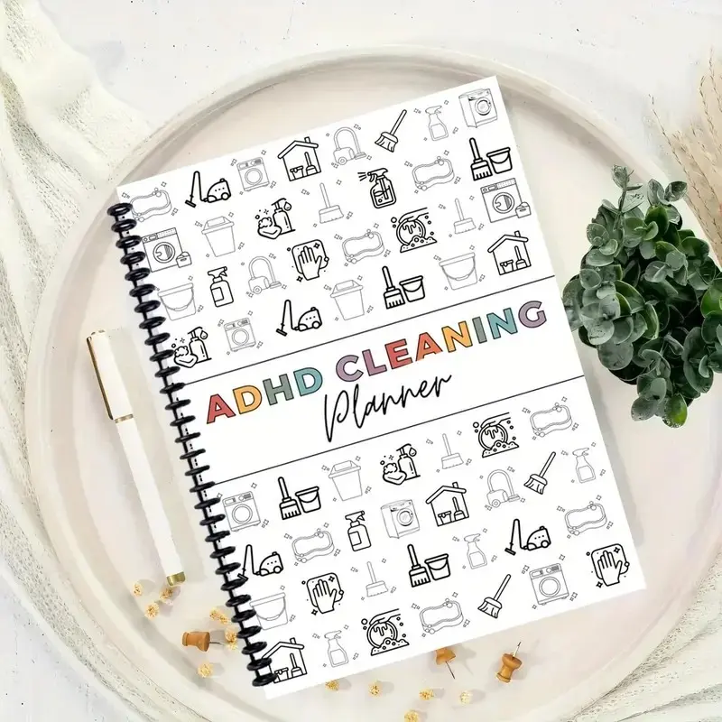 ADHD Household Cleaning Planner Spiral Notebook, Color Coded Chore Checklist with Daily Weekly Monthly & Seasonal Cleaning Schedule, Undated Zone Cleaning Task Tracker for Home Organization, Thick Smooth Pages Coil Binding Housework Log Book