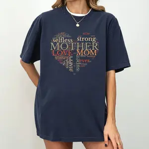 Mom Word Art Heart Shirt Meaningful Mothers Day Gift Loving Mom Typography Tee R