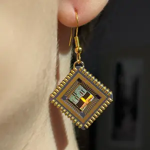 Nehkara Earrings (17mm) with IC chip (Recycled from IC packaging and IC wafers)
