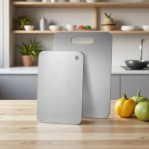 Upgraded 3pc Honeycomb Stainless Steel Chopping Board Double-Sided Use Titanium Plate Outdoor Convenient Durable Easy-To-Clean Anti-Corrosion Kitchen Accessories Space-Saving Food Preparation Tool Must-Have Gift for Housewarming Knives Set