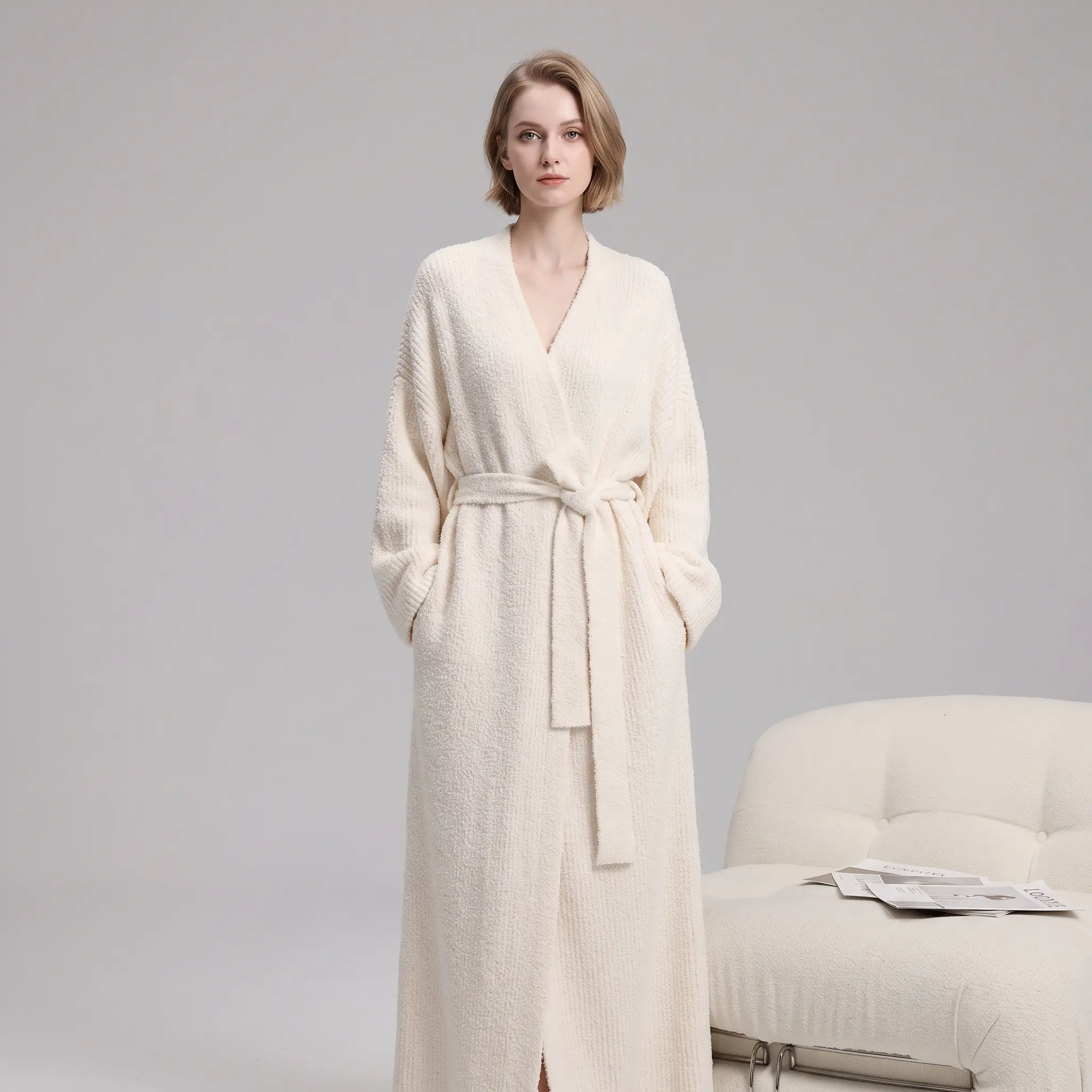 DAIKEMENG Women's 100% Organic Cotton Waffle Bathrobe - Soft, Comfortable, Ultra-Breathable, Instantly Absorbent SPA-Quality Lady's Sleepwear Loungewear with Basic Cut, Full Length, Tie Belt,sohochic
