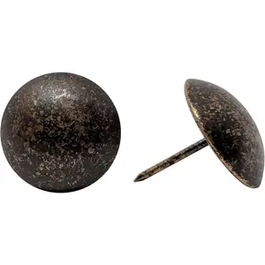 1-inch Diameter Upholstery Tacks Nailhead Pins, Large Decorative Trim for Furniture, 25 Pack Dark Antique Brass