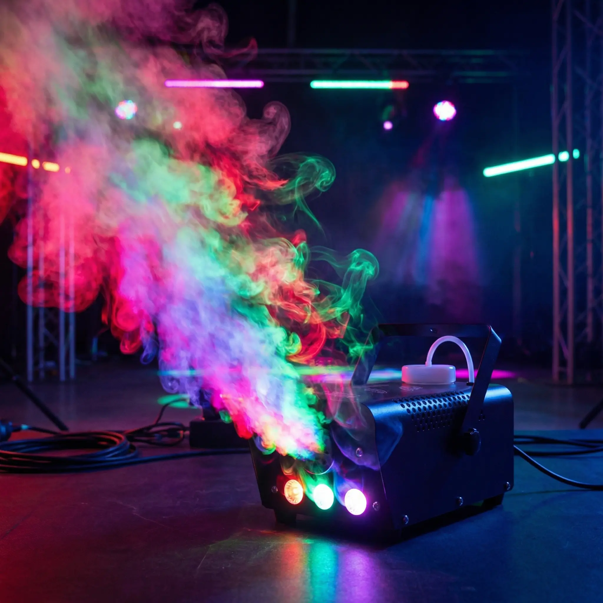 500W Fog Machine Portable Smoke Machine with Wireless Remote Control for Halloween Christmas Wedding Parties DJ Performance & Stage Show Ambient Lighting Multifunctional Adjustable Light Color Ambient Dimmable Led