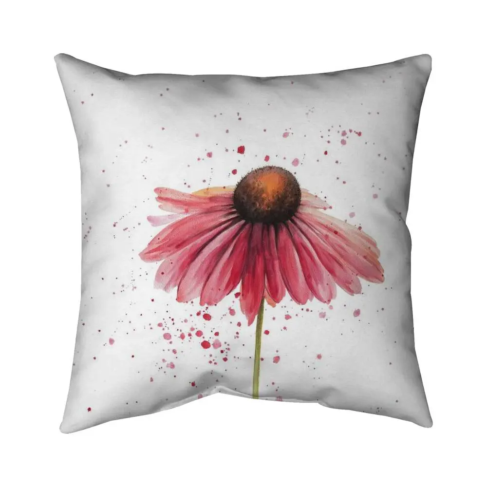 Begin Home Decor 5541-1616-FL203 Plush 16x16 in. Pink Daisy Pillow - Polyester Fill, Botanical Theme, Romantic Vibe, Bedroom Use, Versatile Textile Home Decor