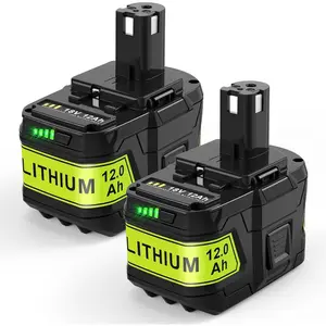 2Pack 12.0Ah 18V P108 P109 Replacement for Ryobi 18V  P102 P103 P104 P105 P107 P106 Compatible with Ryobi +18Volt Cordless Power Tool