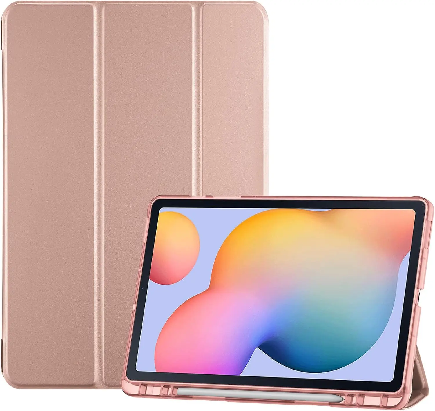 Samsung Galaxy Tab S6 Lite Case, 10.4 Tablet 2024 2022 -Rosegold | Trifold Stand Folio with S Pen Holder, Soft TPU Translucent Back Cover, Auto Wake/Sleep, SM-P620/P625/P613/P619/P615/P610