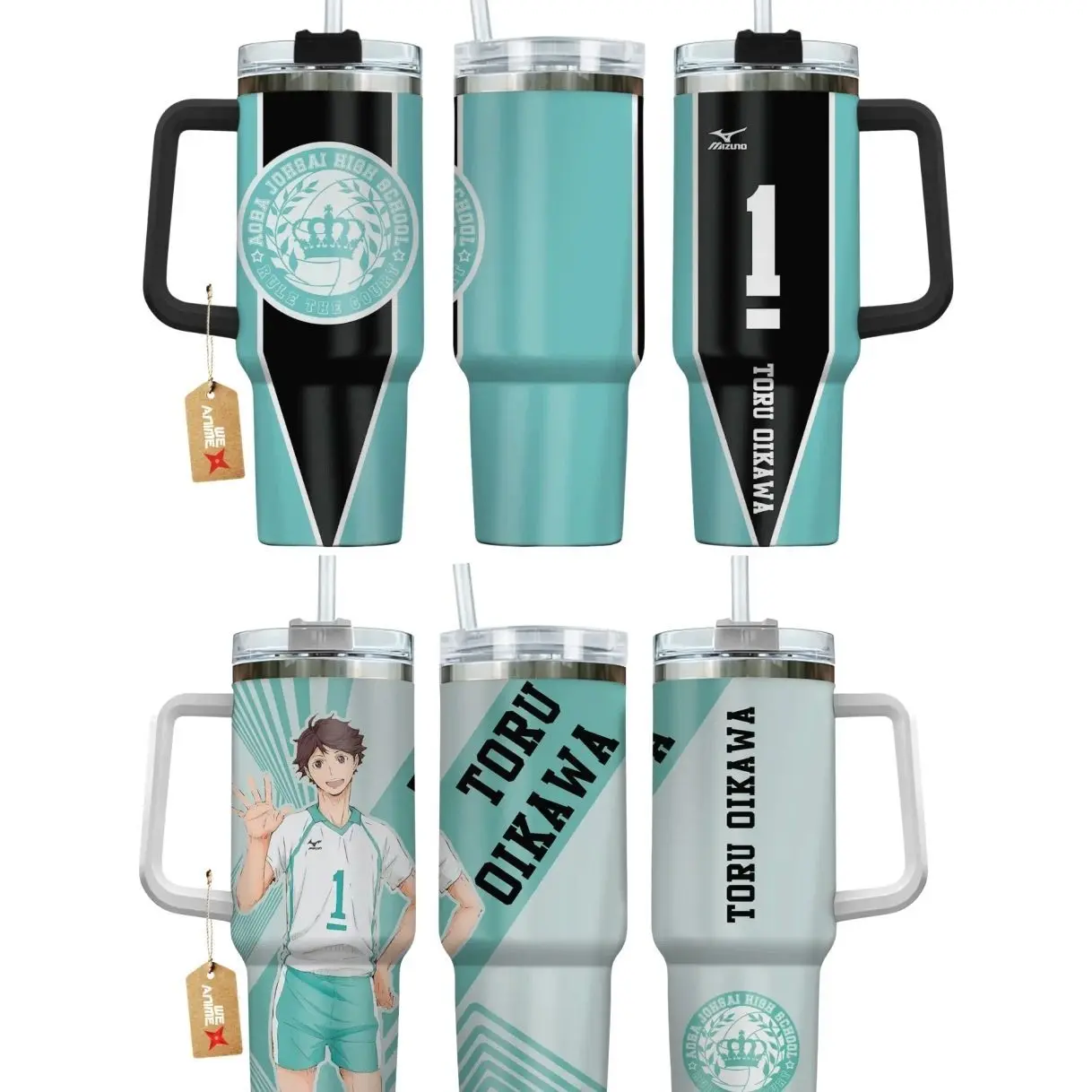 Toru Oikawa Haikyuu!! Anime Manga 40oz Tumbler Stainless Steel with Straw, Lid and Handle - Double Wall Insulated Flasks – Perfect Gift for Fans