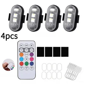 RGB Led Aircraft Strobe Light Remote Control Wireless Motorcycle Flash Light Warning Lights for   Bike Car Multifunctional Aircraft AirplaneHelicopter Warning Lights