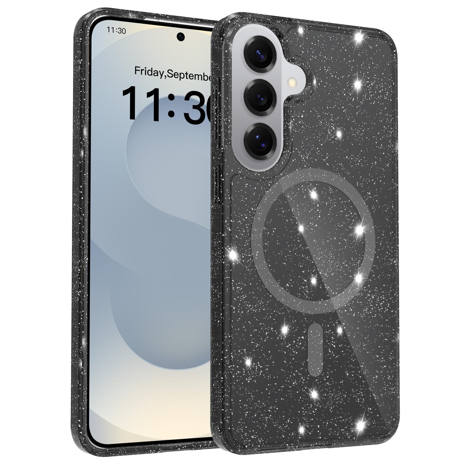 Clear Glitter Magnetic Case for Samsung Galaxy S25 & S26 series, Slim Transparent Shockproof Bling Cover