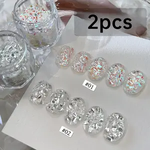 Colorful Ab Glitter Nail Sequins, Irregular Nail Decorations for DIY Valentine's Day, Bridal, French and Art Nail Designs