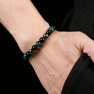 Protection Bracelet For Women And Men: Empath Black Onyx And Green Tigers Eye Beads, Good Luck, Unisex Gifts For Husband, Boyfriend, Dad, Grandpa, Uncle