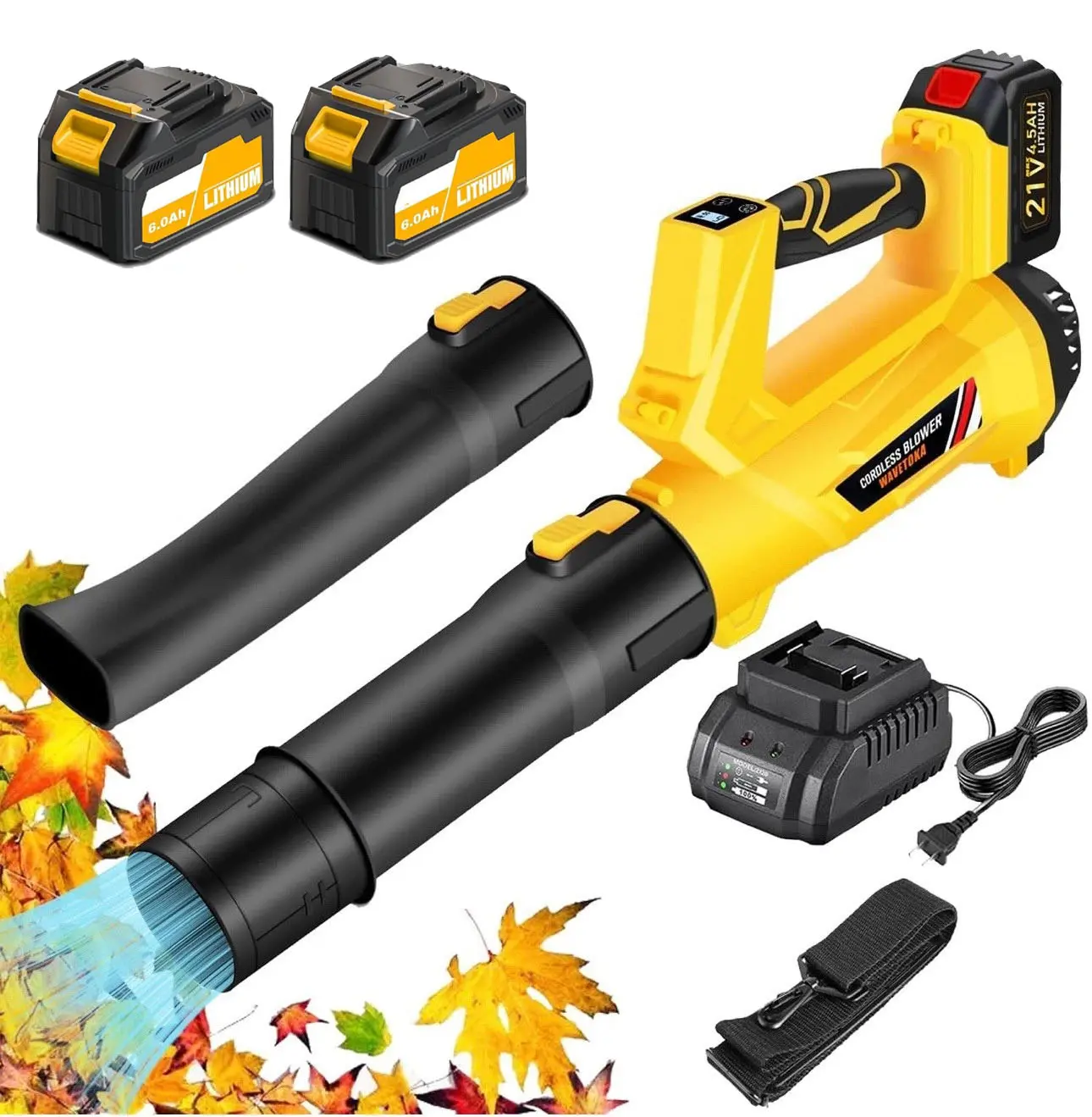 Cordless Handheld Portable Blower, 2x6.0Ah Batteries, 540CFM 170MPH High Power, 6 Speed Settings for Lawn Maintenance (Sports & Outdoor Protective Gear Accessory)