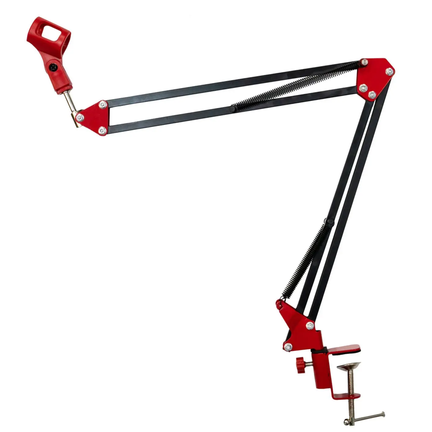 Deco Gear Adjustable Microphone Suspension Boom Scissor Arm Stand, with Microphone Clip for Recording, Studio Use