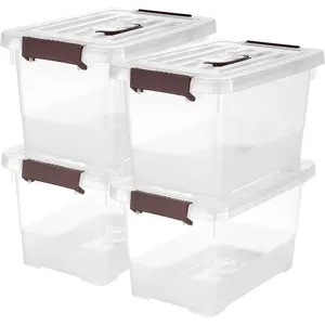 4 PackPlastic Storage Bins with Lids and Handle Clear Plastic Latching Box for Storage Stackable Storage Containers for Organizing MultiPurpose 6 Quart