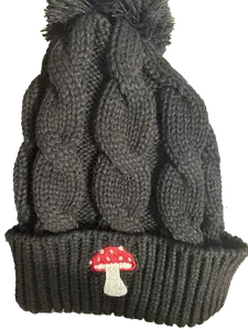 Mushroom Richardson Beanie - Chunk Twist Cuffed Beanie 14" slouch knit