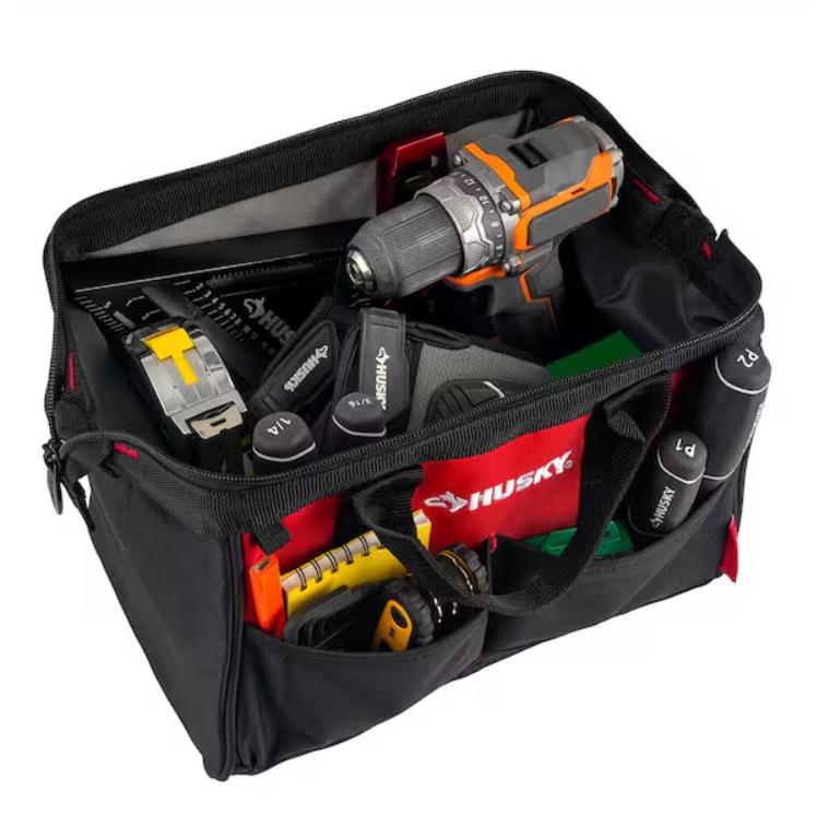 12-in Zippered Tool Organizer Bag with 4 Pockets for Hardware Storage