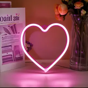 Heart Shaped Led Neon Lights, USB or Battery Powered, Dual Power Room Atmosphere Lamp, Home Decor Living Room, Romantic Gift for Valentine's Day, Led Neon Sign