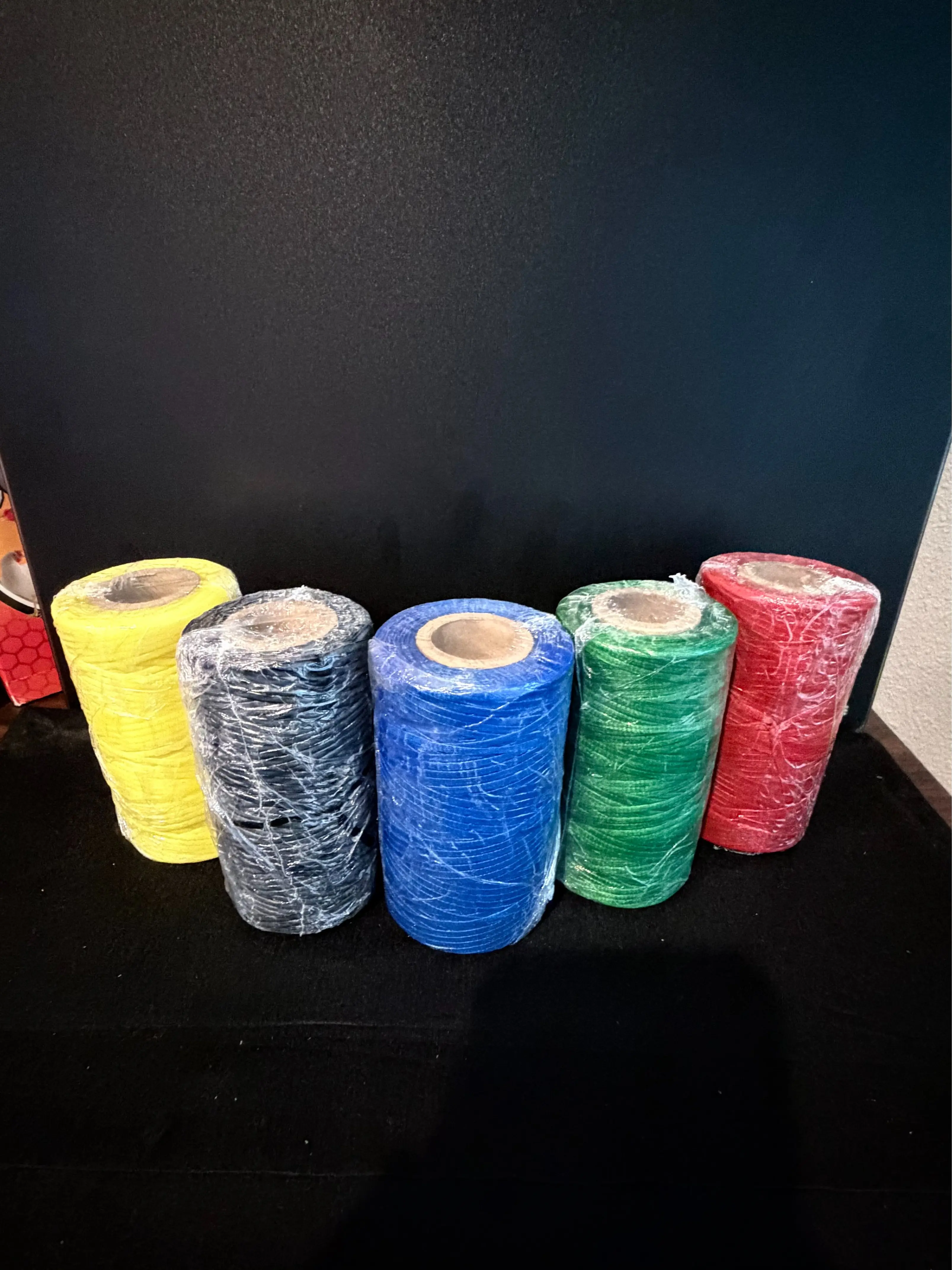Colorful Plastic Wrap Rolls - Yellow, Black, Blue, Green, Red - Ideal for Packaging & Storage - Durable & Reusable
