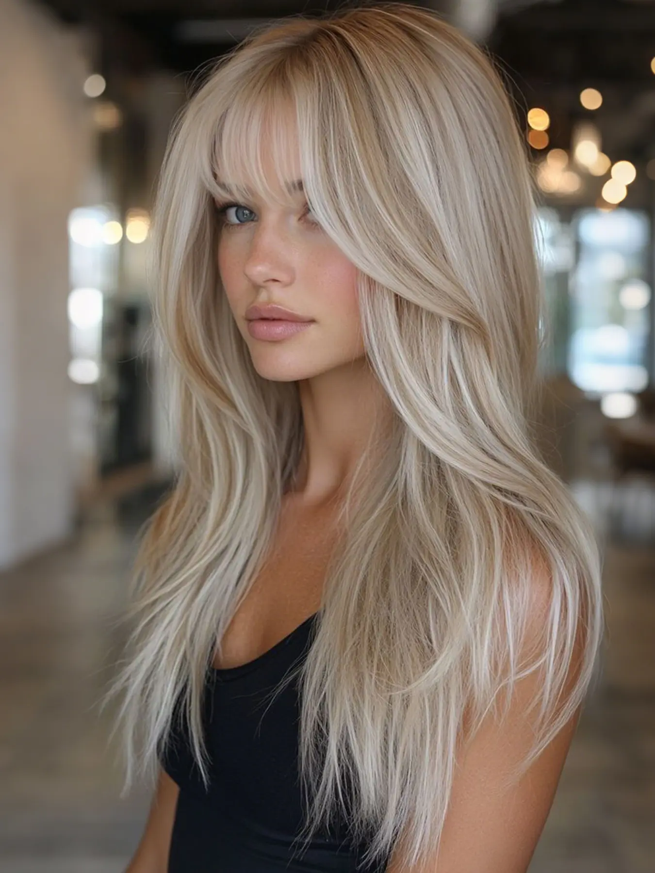 24 Inch Long Women's Wig with Bangs, Straight Synthetic Hair for Daily Wear & Parties, Natural Comfortable Style, Synthetic Material Wigs, Synthetic Fiber Wigs