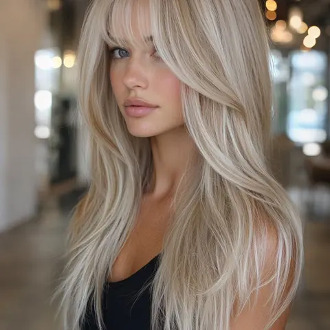 24 Inch Long Women's Wig with Bangs, Straight Synthetic Hair for Daily Wear & Parties, Natural Comfortable Style, Synthetic Material Wigs, Synthetic Fiber Wigs