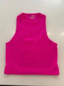 Hot Pink Stretchy Crop Top - Simple Design, Color: Hot Pink, Summer Wear, Minimalist Style, Comfortable & Flexible Fabric