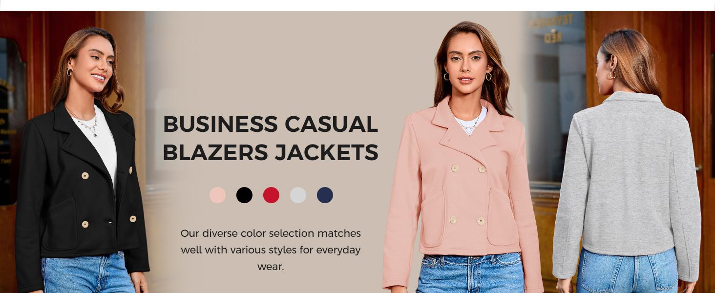 FISOEW Women's Sweatshirt Blazer Preppy Style Cropped Jacket Casual Elegant and Stylish Outerwear for Daily Wear Brunch & Campus #Springtok #ValentinesDay SpringStatements