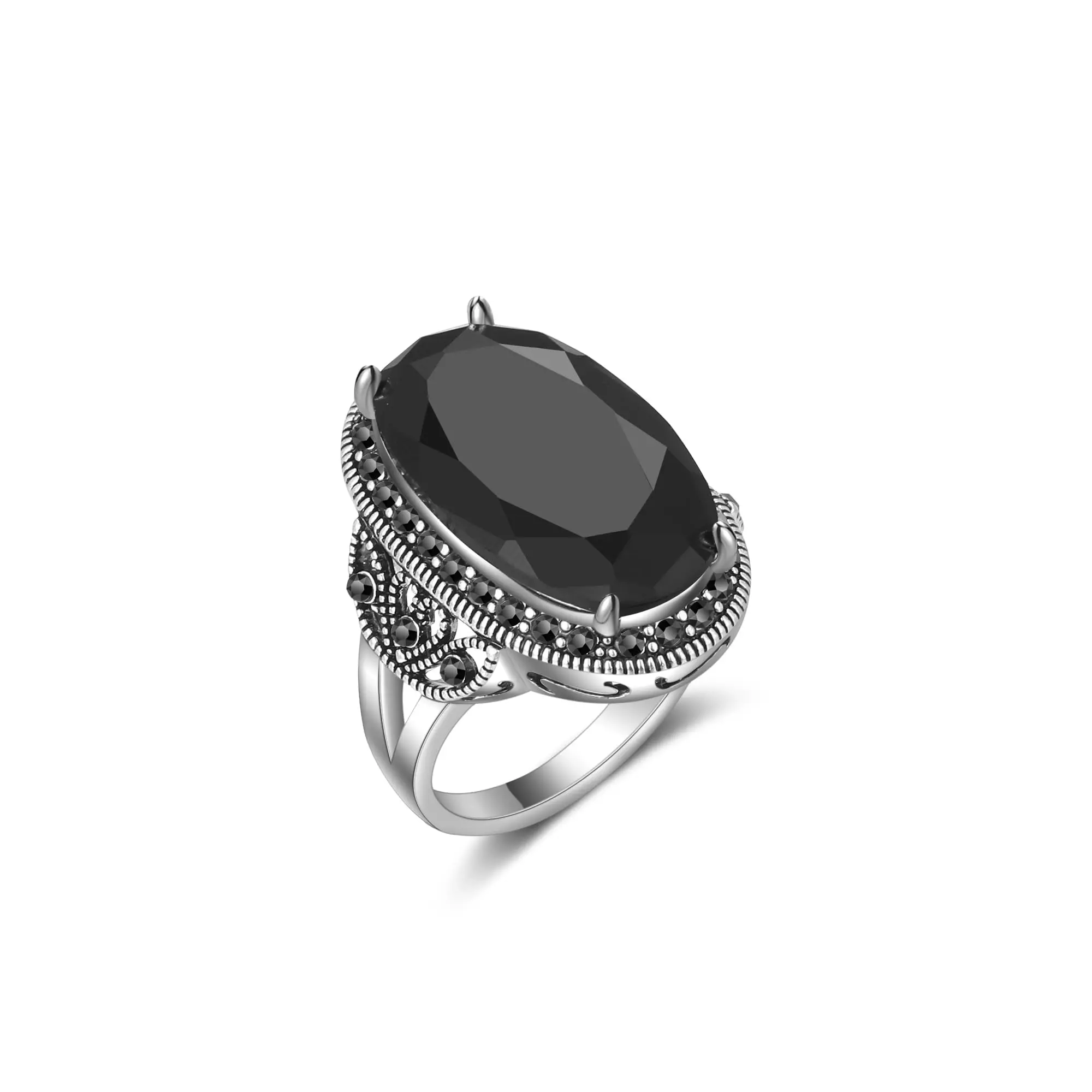 Aprilery Black Onyx Rings for Women – Vintage Fashion Wedding Rings, Hypoallergenic Jewelry Symbolizing Strength & Protection, Gifts for Her Trendy Accessories tiktokshopbacktoschool