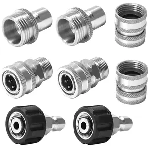 Stainless Steel Quick Disconnect Adapter Set, M22 Rotates to 3/8 Inch, 3/4 Inch Fast Release, 8 Pack, Father's Day Gift Idea