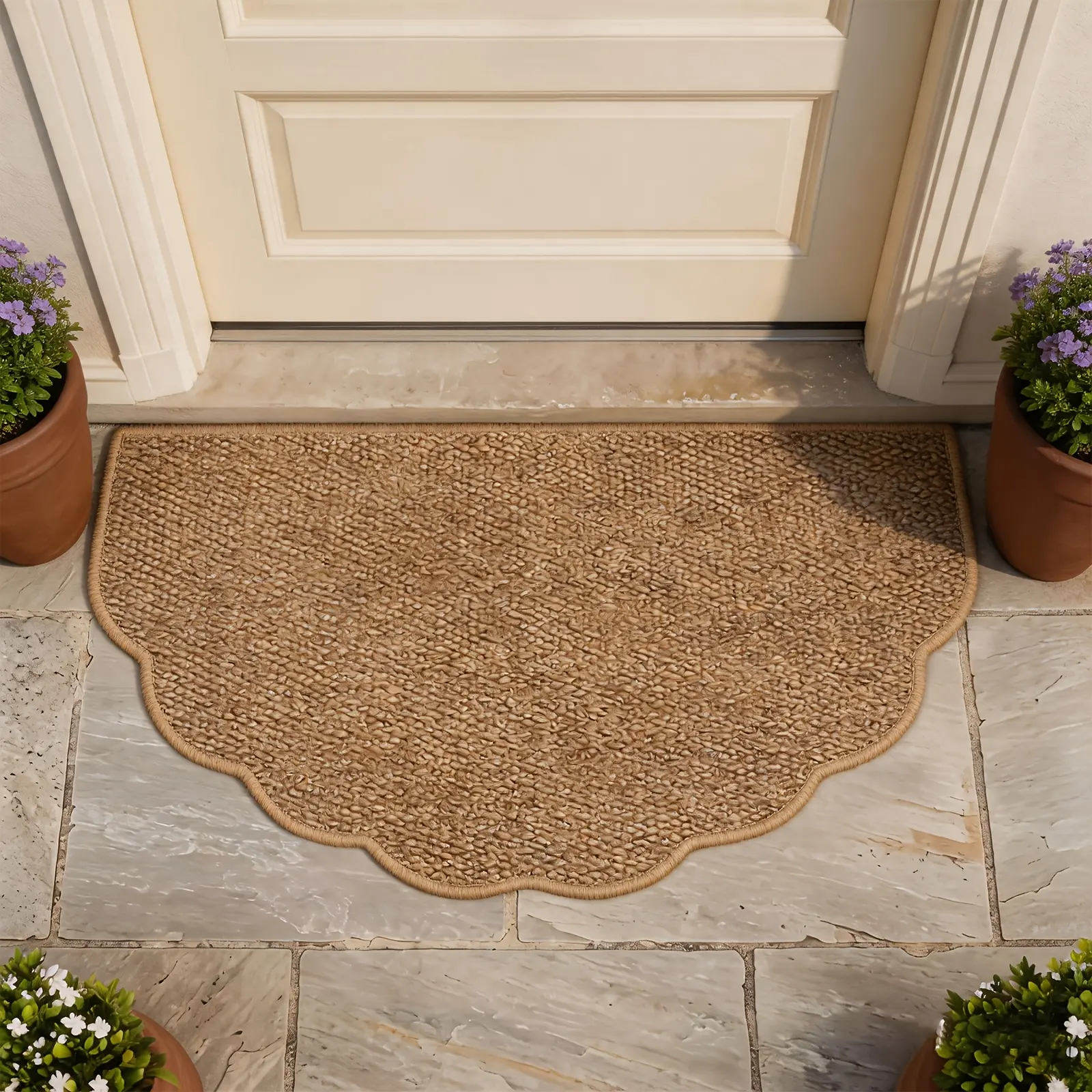 1PC Wabi-Sabi Wavy Pineapple Textured Rug, Nordic Style Entryway Doormat, Suitable for Bedroom Entrance, Room Doorways, Front Door, Foyer, Bathroom, Kitchen and More Areas. Easy to Clean & Versatile Home Decor