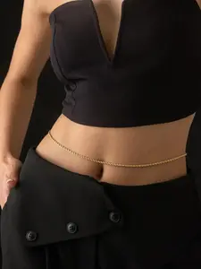 Women's Waterproof Stainless Steel Waist Chain, Rust-Resistant Braided Body Chain, Summer Beach Vacation Accessory, Daily Layered Gift