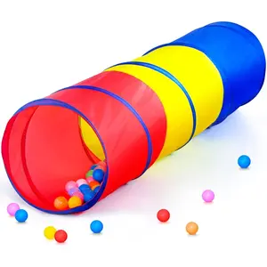 Pop Up Play Tunnel Tent for Toddlers Babies or Dogs, Indoor & Outdoor Play Toys for Kids Backyard Playset (Red,Yellow,Blue)