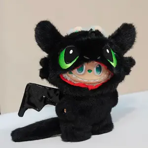 Cute Labubu Toothless Inspired Outfit – 6.7in Black Clothes for 1st–3rd Gen Vinyl Dolls [Only Clothes]