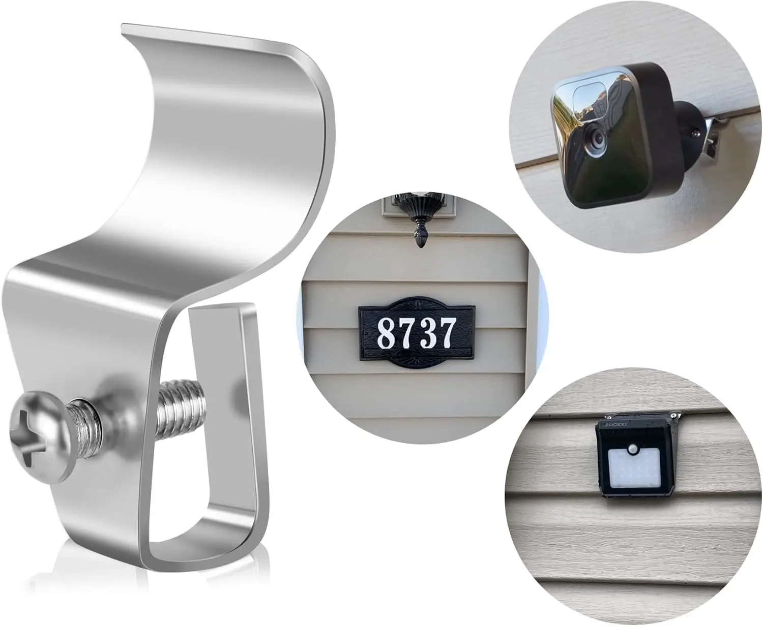 Antimbee Vinyl Siding Clips Set - 10-Pack Foldable No-Hole Hooks, 304 Stainless Steel Weatherproof Exterior Mount for Blink Arlo Ring Cameras, Home Organizer (No Damage, No Drilling, Gift Option), Adjustable, High-Tenacity