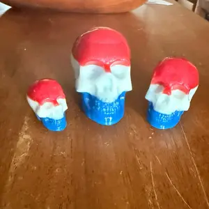 Glow in the Dark Skull Set - Large, Medium, and Mini Skulls in Red, White, and Blue