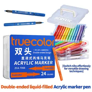 Truecolor Acrylic Paint Pens Dual Tip, Vibrant Colors Art Markers for Canvas Wood Rock Painting outdoorfun Brush Pens Art Drawing Supplies