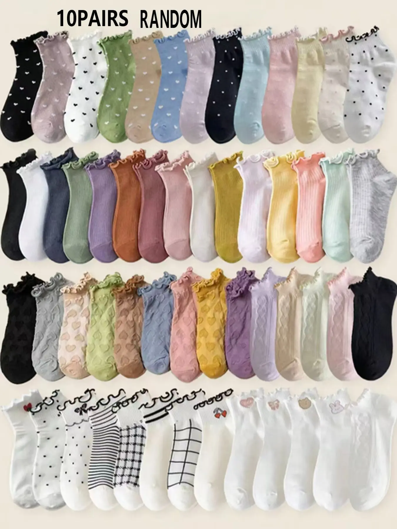 Women's Spring Summer Sweet Heart Polka Dot Ankle Socks, Cute Casual Fitted Short Tube Socks, Jk Lolita Style, All Seasons Wear, Sock Sets