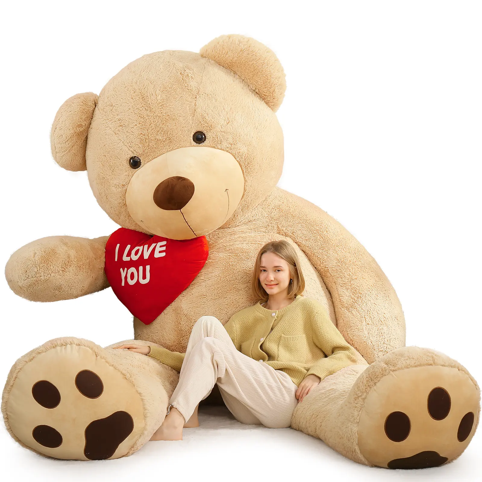 10.2ft Giant Teddy Bear Plush with I Love You Heart, 122 Inch Oversized Stuffed Animal Bear, Super Soft Jumbo Teddy Bear Gift for Girlfriend, Wife, Kids, Valentine’s Day, Birthday