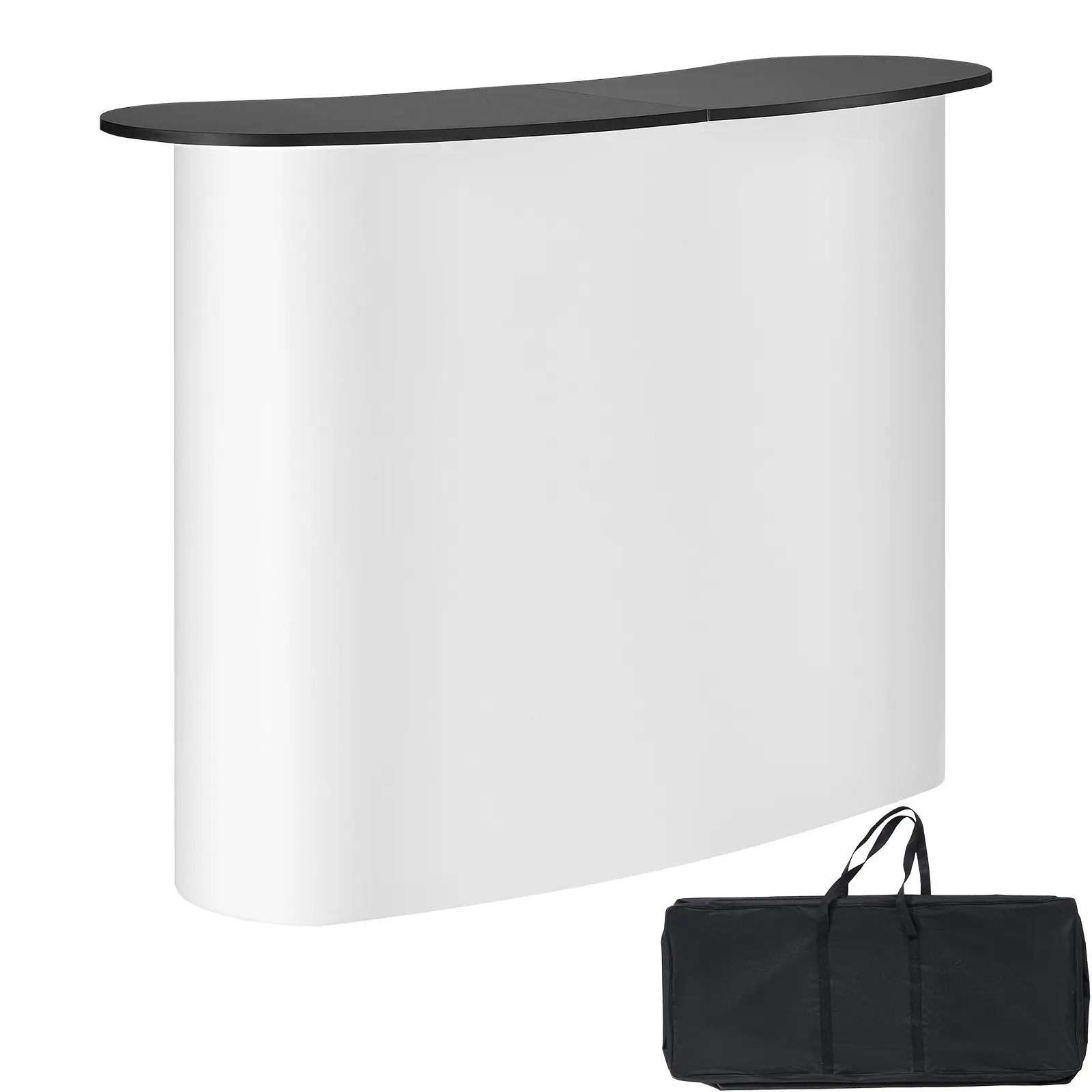 【Summerfinds】VEVOR Alloy+Wood Portable Folding Tradeshow Podium Table (51.18x18.31x37.4 in, 22.7 lbs), Lightweight Foldable Display Counter with Wood Board, Wall, Dual-Shelves, Easy Assembly, Carrying Bag for Exhibitions, Classrooms, Portable Folding Tabl