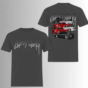 Chevy Gang Dropped Pickups T-Shirt, 2 Sides, Trokando Lowered Trucks Graphic Tee