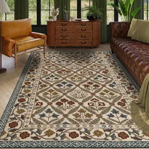 Vintage Floral Pattern Rug, 1 Count Non-slip Soft Floor Mat, Decorative Carpet for Home Living Room Bedroom Study Room, Vintage Area Rug