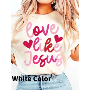 Retro Love Like Jesus Coquette Shirt, Coquette Heart Bow Shirt, Coquette Valentine Shirt, Jesus Valentine Shirt, Valentines Day Tee, Birthday Valentine Anniversary Gifts for Boyfriends Girlfriends, Machine Washable
