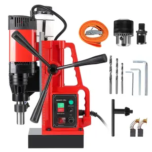 Garvee High Power 1550W Magnetic Drill Press – 2" Drilling Capacity – 10 Adjustable Speeds – Portable & Heavy Duty Mag Drill for Steel, Metalworking, Construction, DIY – Includes 3 Drill Bits