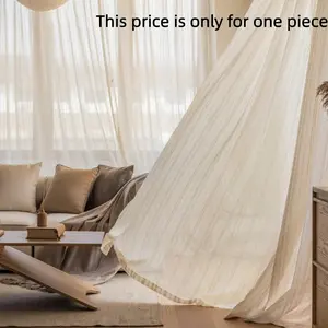 1pc Japanese Minimalist Wabi-Sabi Linen Curtain, Natural Wood Color Window Sheer, Hotel Guesthouse New Style Curtains, Balcony Living Room Home Decoration Curtain