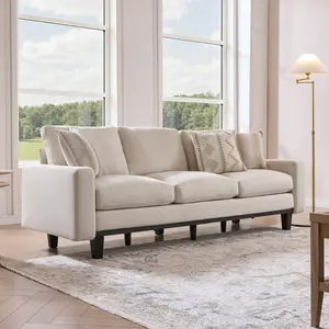 AMERLIFE 3 Seater Sofa with Deep Seat, Modern Fabric Couch for Living Room, Full Metal Support, Pet-Friendly Comfy Sofa, Standard Couch for Bedroom & Apartment