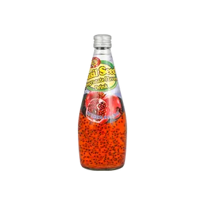 HONEYBEE Thai Pomegranate Basil Seed Drink 290ml - Refreshing Fruit Juice Beverage