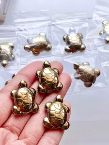 NEW Large Pyrite Carved Turtle Charm 10g 0.4oz 3cm 1.2in Pyrite Carving Pendant with Drilled Hole Necklace Jewelry Making Crafts