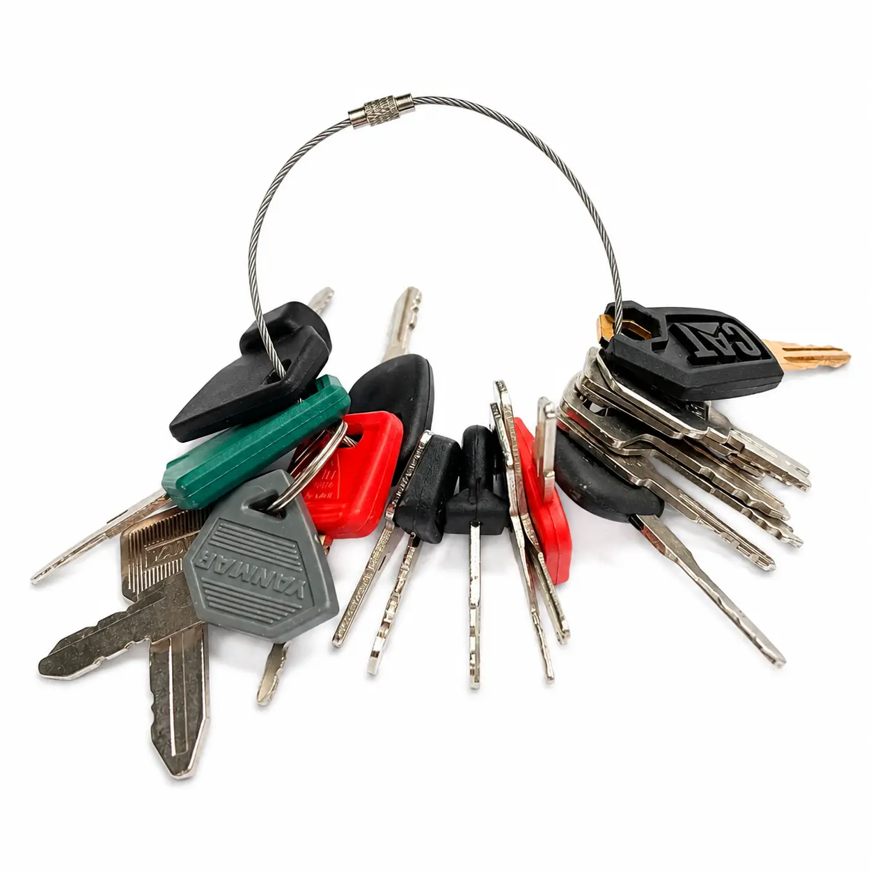 21-Piece Steel Wire Heavy Equipment Ignition Key Set - Universal Fit Replacement Accessory for CAT, Komatsu, Volvo, Hyster, Takeuchi Construction & Truck Locks & Security Tools