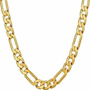 5/7mm Solid Diamond-Cut Gold Figaro Chain Necklace, Unisex Fashion Jewelry Necklace, Italian Craftsmanship, Stylish and Minimalist, Perfect as a gift for wives, mothers, and children, and as a special gift for all kinds of holidays